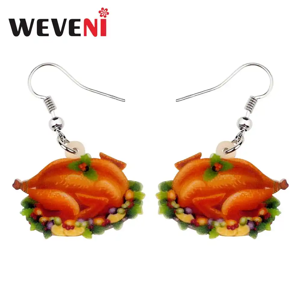 Weveni acrílico natal ação de graças turquia brincos gota balançar jóias para menina adolescente festival decoração acessório festa presente