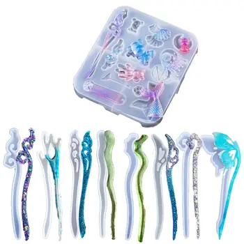 

1 Set DIY Crystal Epoxy Mold Dice Hairpin Hair Jewelry Making Mold Silicone Mould