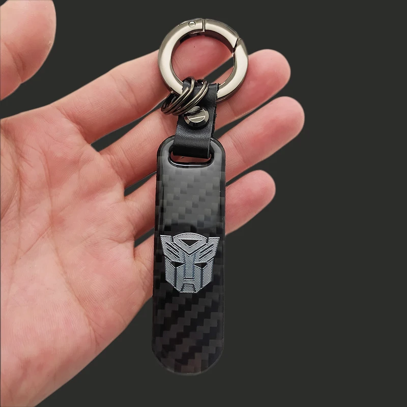 

1PCS 3D Metal carbon fiber Car Styling Transformers Badge Emblem Keychain Key Chain Car Accessories Car Styling
