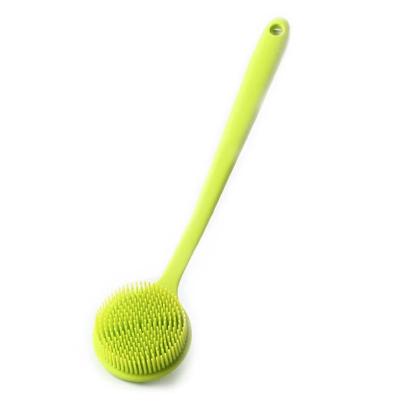 High Quality Bathroom Accessories Long Handle Silicone Bath Brush Back Rub Massage Shower Cleaning Brushes