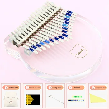 

17 Key Kids Adults Musician Portable Kalimba Entertainment Gift Transparent Acrylic With Tuning Mallet Beginner DIY Thumb Piano