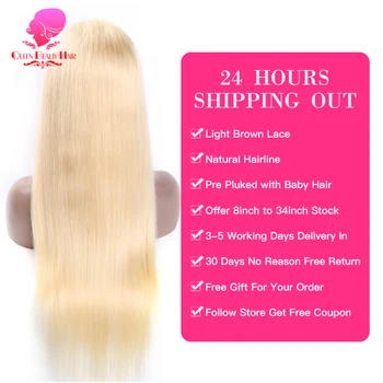 613 Honey Blonde Lace Front Human Hair Wig 28 30 32 Inch Remy Straight Brazilian 13x4