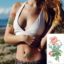 Временная татуировка на тело наклейки поддельные сексуальные розовые розы Цветочный макияж наклейка Путешествия Фото подарок летние татуировки для женщин девочек Детские Вечерние