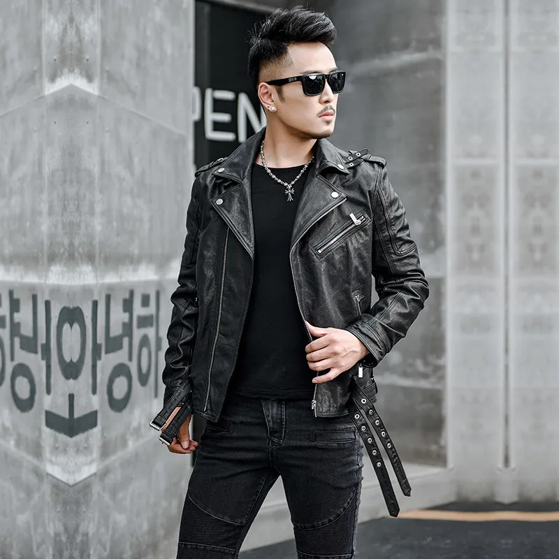 

100 Real Sheepskin Coat Men Autumn Spring Jacket Man Clothes 2020 Streetwear Moto Biker Genuine Leather Jacket Outwear 15