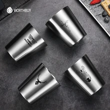 WORTHBUY пивная кружка с милым узором, 304 нержавеющая сталь, кофейная кружка с двойной стенкой, кухонная посуда для напитков для детей, пивная ча...(China)