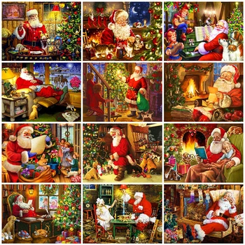 

Evershine Full Square Diamond Painting Christmas 5D DIY Diamond Embroidery Santa Claus Cartoon Needlework Wall Decorations