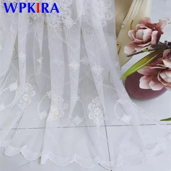 

Korean Embroidered Tulle Curtain Voile On Window Flower Modern White Lace Curtain for Living room Door Window Screening M224D3