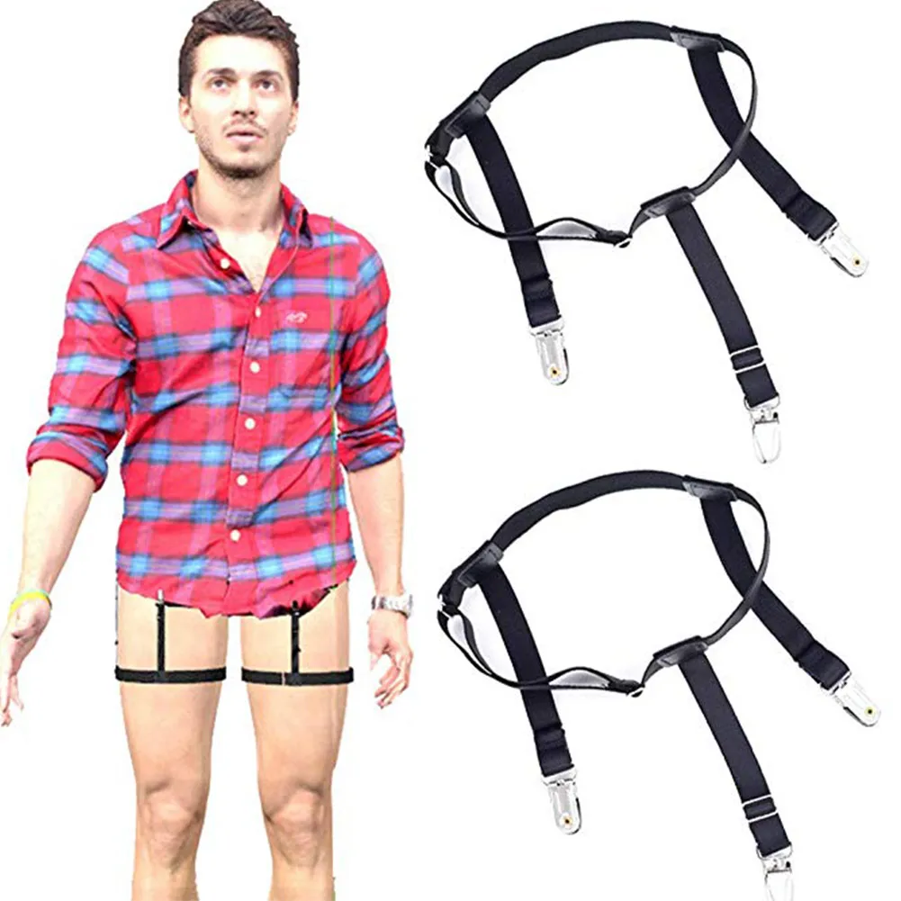 1 Pair Men Shirt Stays Belt with Non slip Locking Clips Keep Shirt