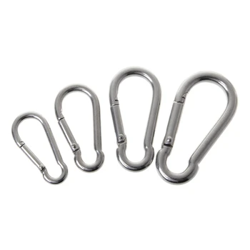 Billig 10 Stücke 304 Edelstahl Frühling Snap Haken Karabiner Kette Schnalle Heavy Duty Clips Für Camping Angeln Wandern