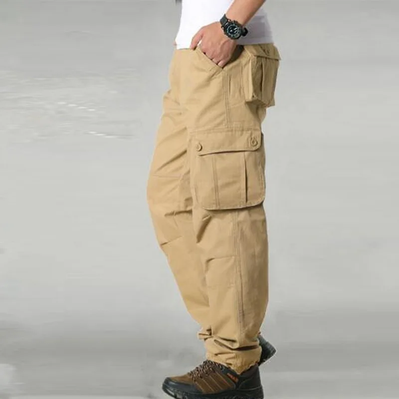 Мужские брюки карго, повседневные, с несколькими карманами, тактическая мужская верхняя одежда, прямые длинные брюки, прямые брюки, военные, тактические джоггеры