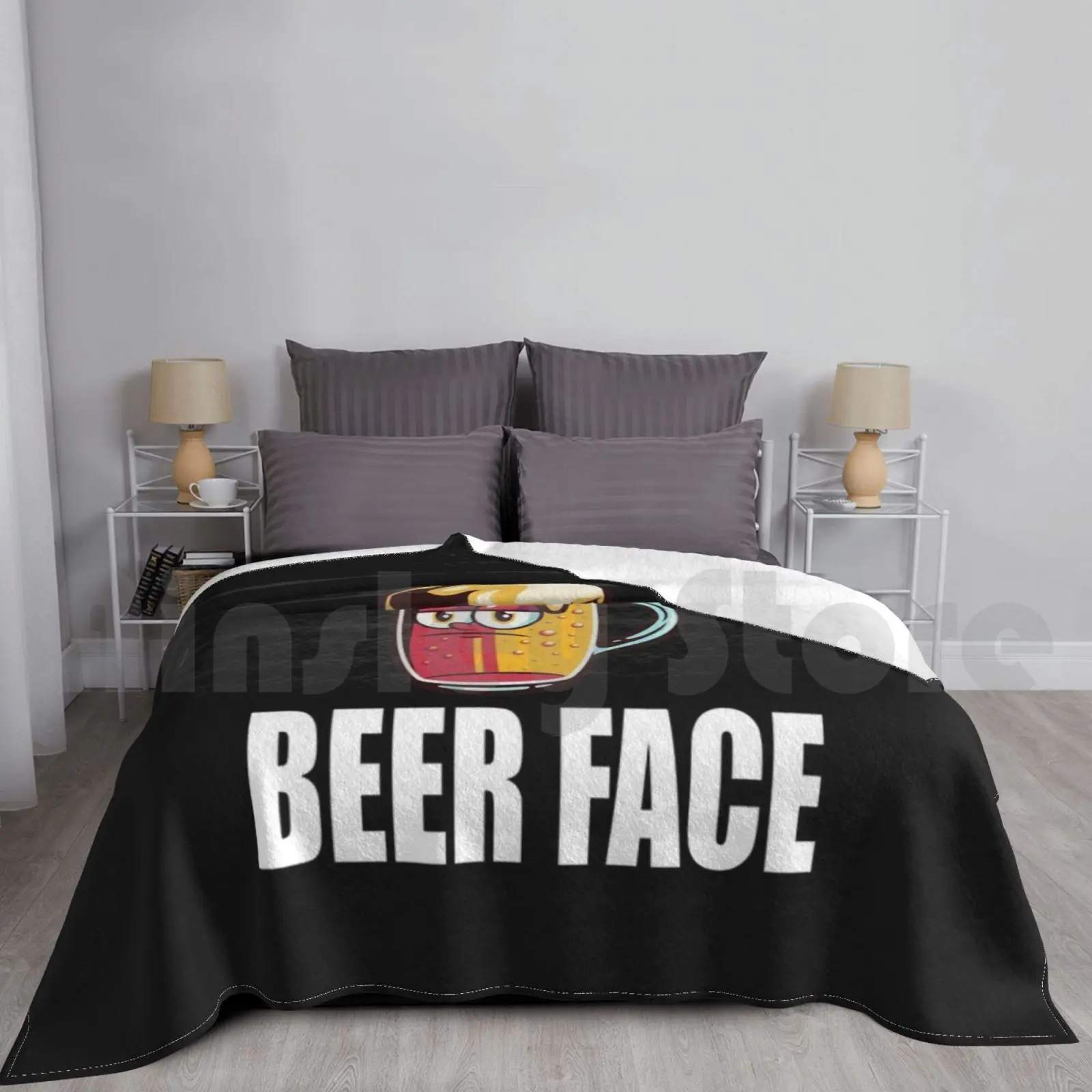 

Funny Beer Face Design Blanket For Sofa Bed Travel Beer Beer Lover Love Beer Beers Lager Pale Ale Ipa Brew Beer