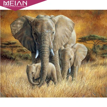 

5d Diy diamond painting Full Round Elephant family decoration embroidery cross stitch handmade wall decor canvas