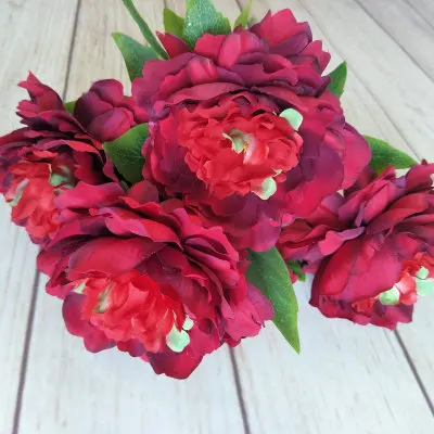 1 шт. искусственные Искусственные цветы 5 голов пион букет свадебные цветы для гостиной домашний стол украшение цветок DIY аксессуары - Цвет: red