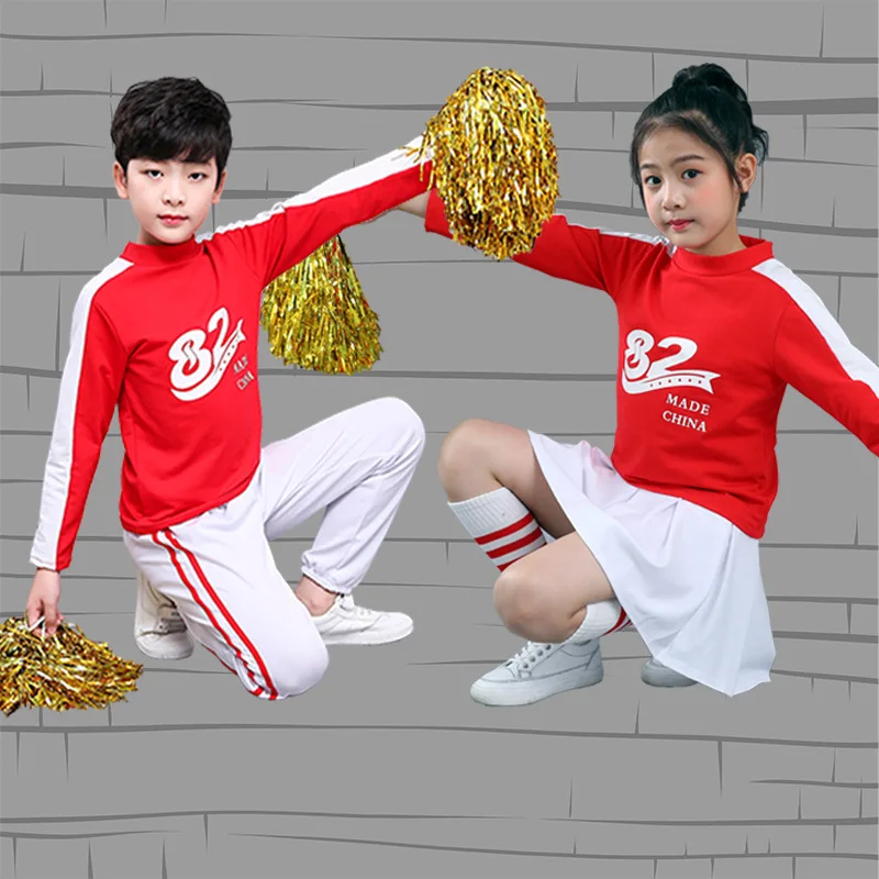 

Children Cheerleading Opening Ceremony Clothing Long Sleeve Cheerleaders Performance Kindergarten Dancing Dress Games a Class Wo