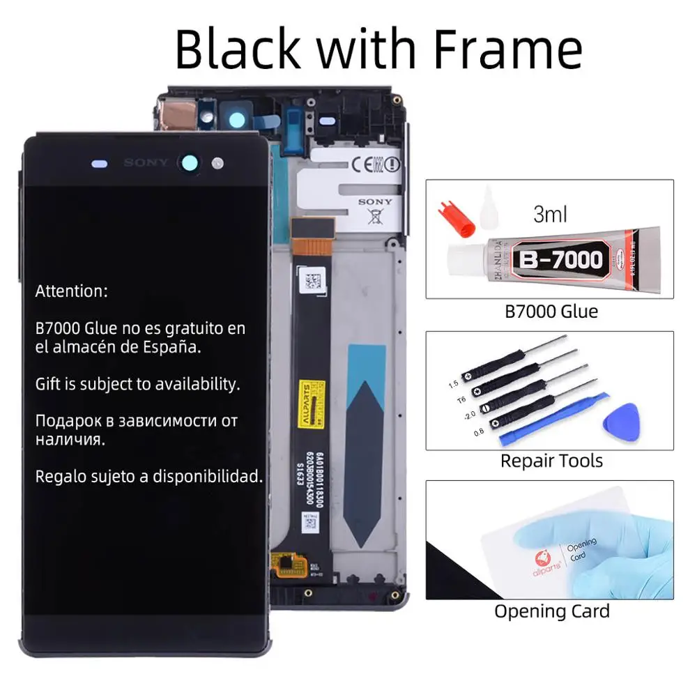Дисплей для SONY Xperia XA Ultra LCD F3211 F3212 в сборе с тачскрином на рамке черный белый золотой - Цвет: with Frame Black