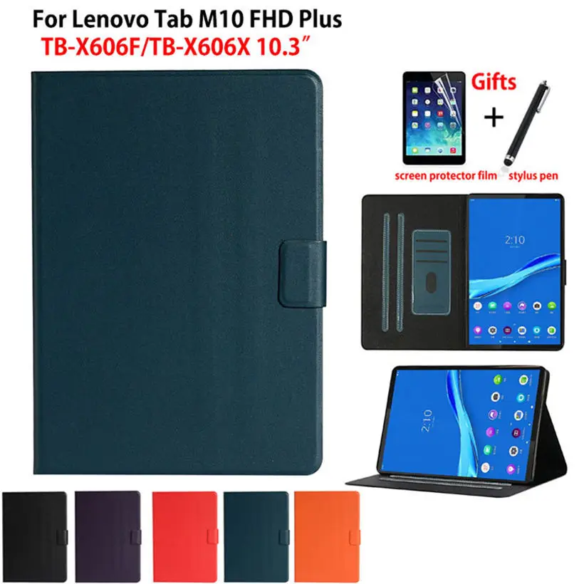 

Чехол для Lenovo Tab M10 FHD Plus 10,3, TB-X606F, TB-X606X, из искусственной кожи, с подставкой, в подарок
