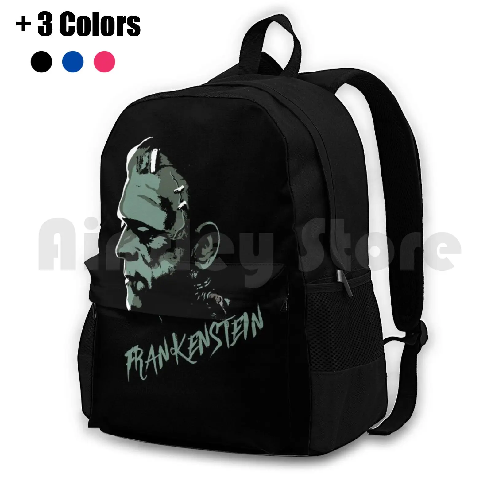 

Frankenstein Head V2 Outdoor Hiking Backpack Waterproof Camping Travel Frankenstein Head Mary Shelley Creature Horror Book