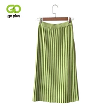 GOPLUS, теплая трикотажная Женская юбка, Осень-зима, женские миди юбки, Корейская женская плиссированная длинная юбка с высокой талией, зеленая, черная, C9591