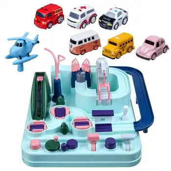 

6 PCS Educational Children Toy Set Track Car Adventure Game Transport Portable Cool Gift Interactive Railway Racing Funny