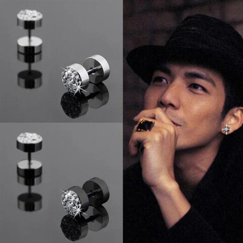 1 пара черный/серебристый цвет для мужчин в стиле панк шпильки ушей трендовые