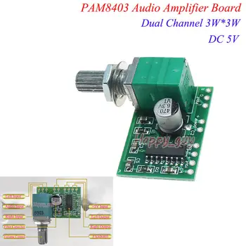 

PAM8403 DC 5V 2*3W Dual Channel Audio Amplifier Mini Amp Board Volume USB Power