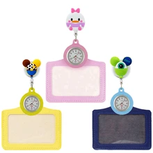 Мода 2 в 1 мультфильм животных прекрасный медсестры раскладной держатель для бейджа кармашек для часов часы дамы Женщины Доктор имя карты повесить часы