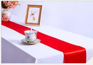 red 20 шт., свадебные украшения, атласная настольная дорожка, юбка для стола, для дня рождения, вечеринки, отеля, банкета, поставка, Настольная дорожка, современная, camino de - Цвет: red