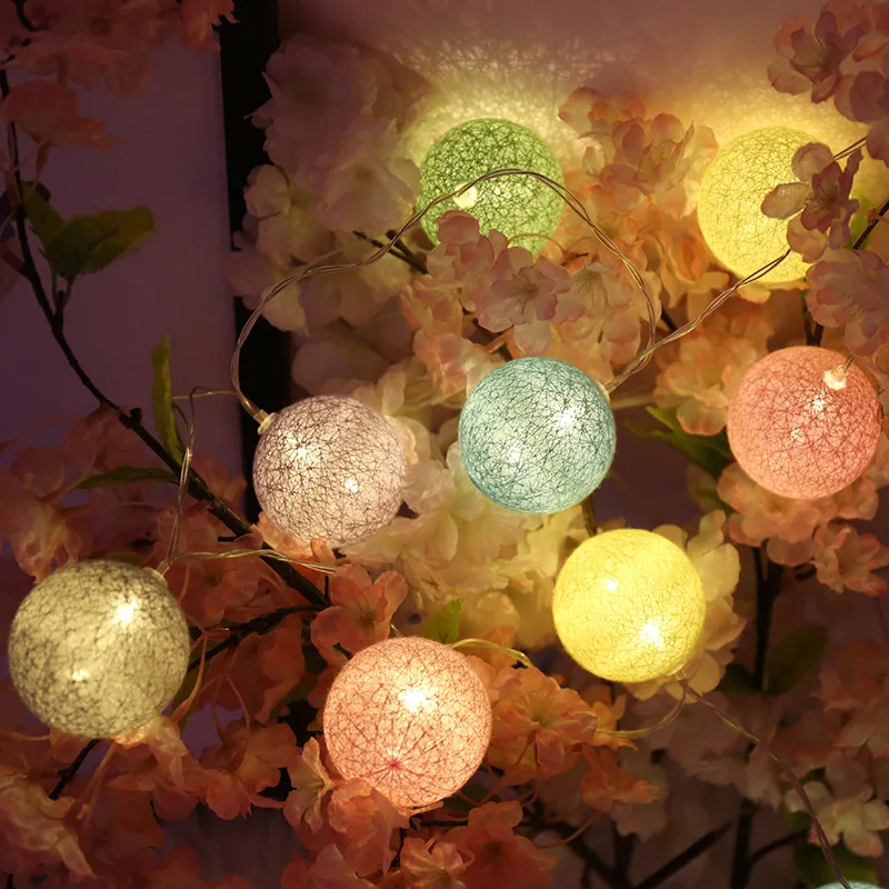 por bateria bolas de algodão fadas luzes da corda rua guirlanda luzes de natal ao ar livre casa pátio decoração do casamento