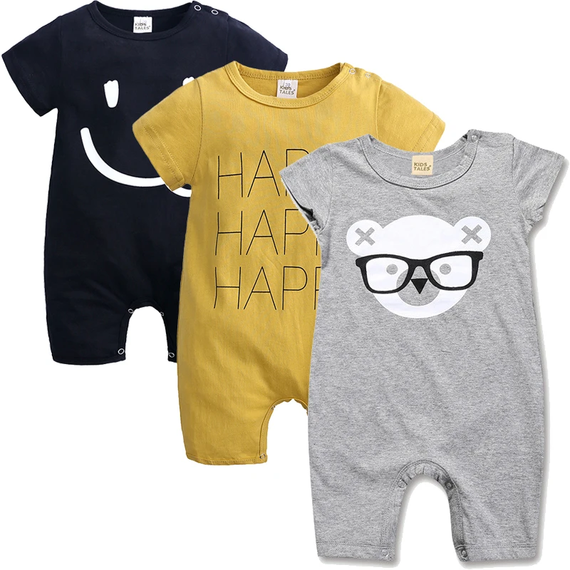

Baby Boy Clothes Romper Set Short Sleeve Toddler Girl Bodysuits 3Pcs Cartoon Print 0-36 Months Newborn Onesies Summer Breathable