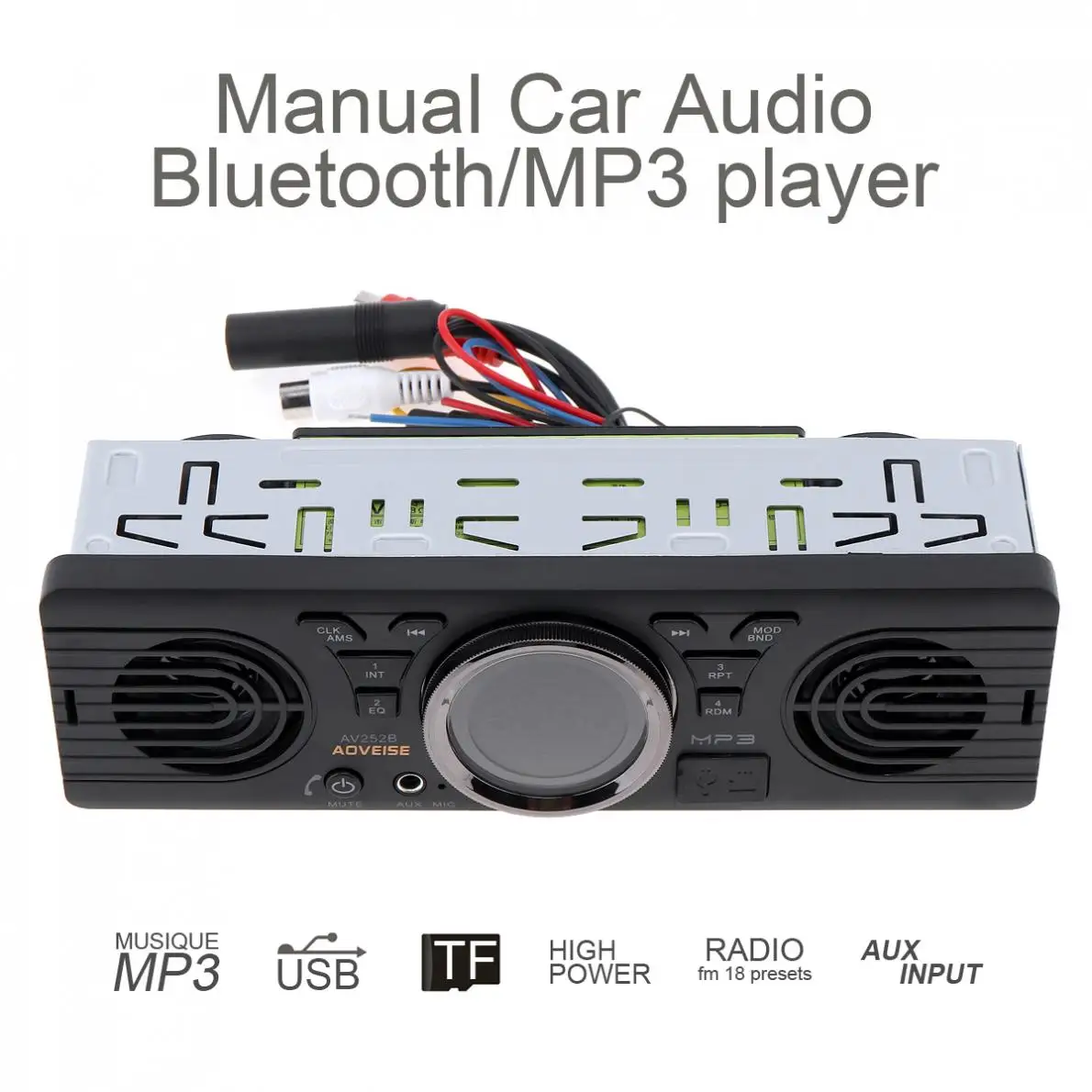 AV252B 12 В Автомобильный MP3 аудио плеер с двумя рожками стерео поддержкой FM/USB /AUX |