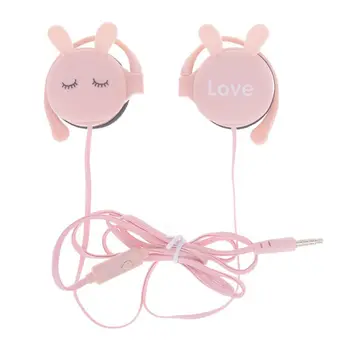 

3.5mm Cute Student Earphone Cartoon Cute Rabbit Wired Headset Headphone Music Sports Ear-hook Girl Solid Color Headphones