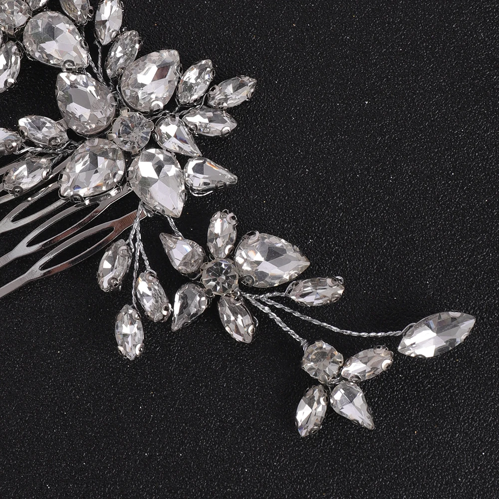 Bridal Hair Accessories Silver Handmade Rhinestone Bridal Headwear Women Hair Jewelry Luxury Hair Comb For Bride Ornaments Clip