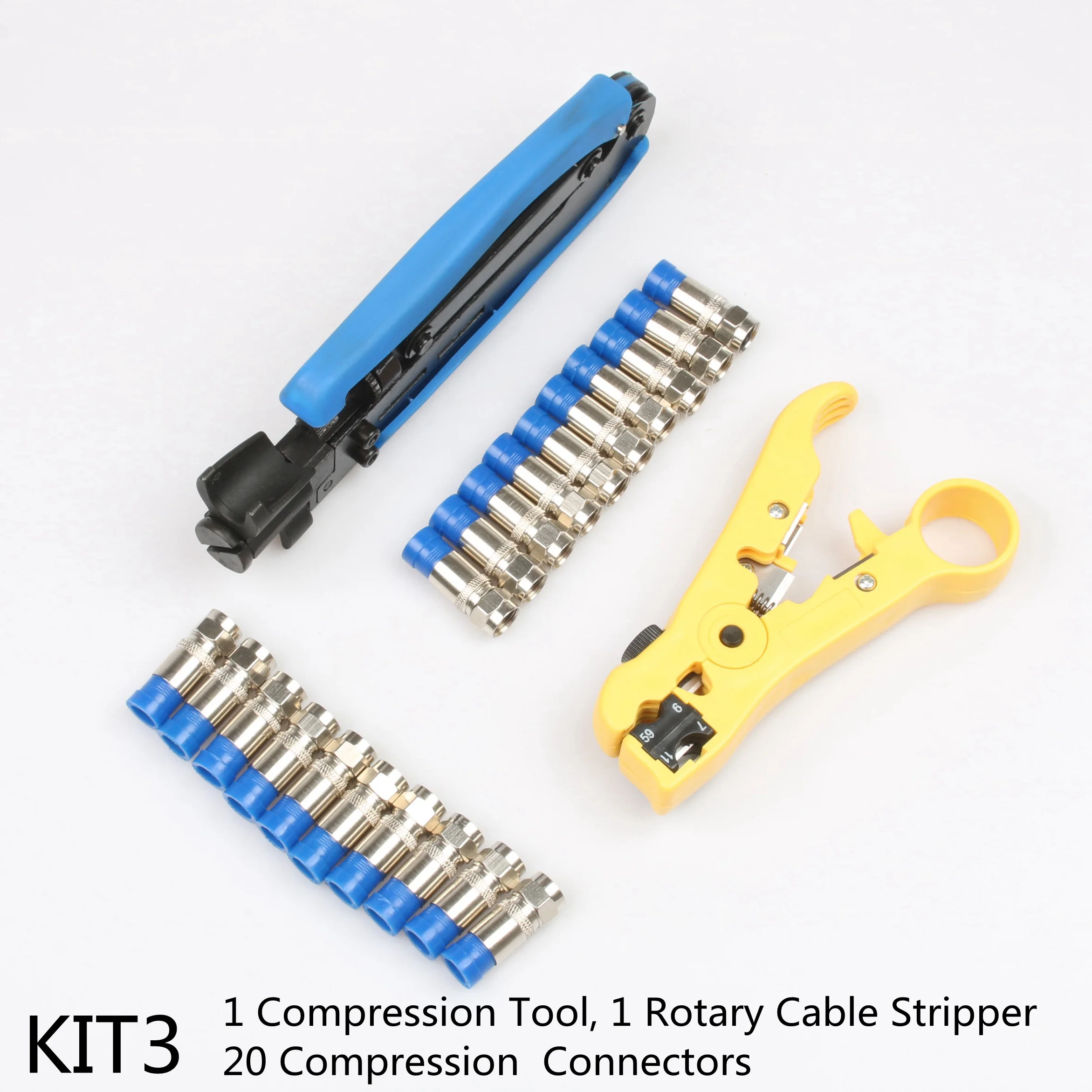 Мультитул для зачистки проводов, сжимающие плоскогубцы, коаксиальный кабель, зажим холодного пресса RG59 RG6, щипцы для зачистки проводов, Набор плоскогубцев - Цвет: KIT3