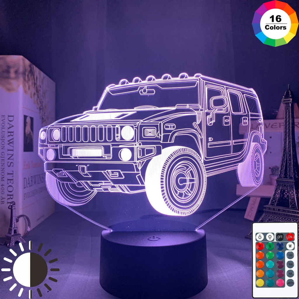 3d иллюзия ночника автомобиля SUV светодиодный сенсорный датчик цветной Ночник