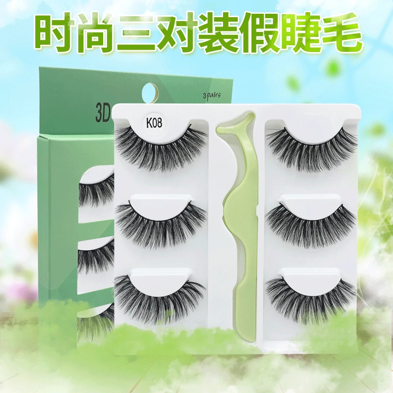 

Fashion 3 Pairs 3D Mink False Eyelashes Natural Soft Comfortable Eyelash Long Makeup Beauty Extension Tools