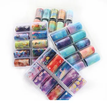 

100*4cm Nail Foil Art Sticker Decal Flower Transfer Starry Sky Paper Colorful Nail Transfer Foils for Women Girls Fingernails