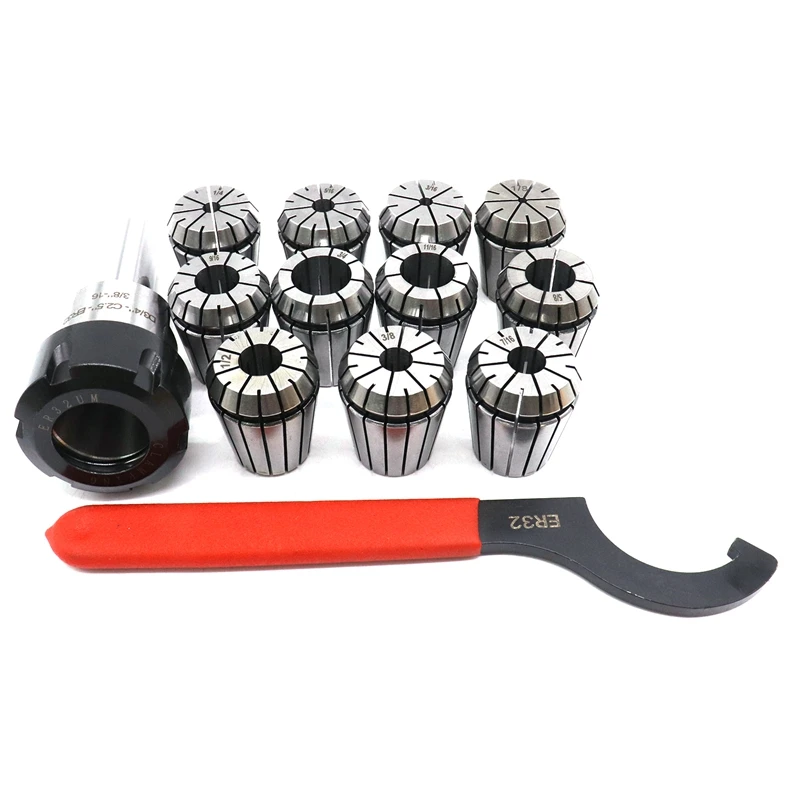 3/4 Straight Shank Er32 Chuck With 11 Pc Collets Set