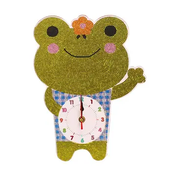 

5D Diamond Painting Cartoon Frog Clock Embroidery Kit Full Round Crystal Rhinestone Painting for Kids Mosaic Making Arts