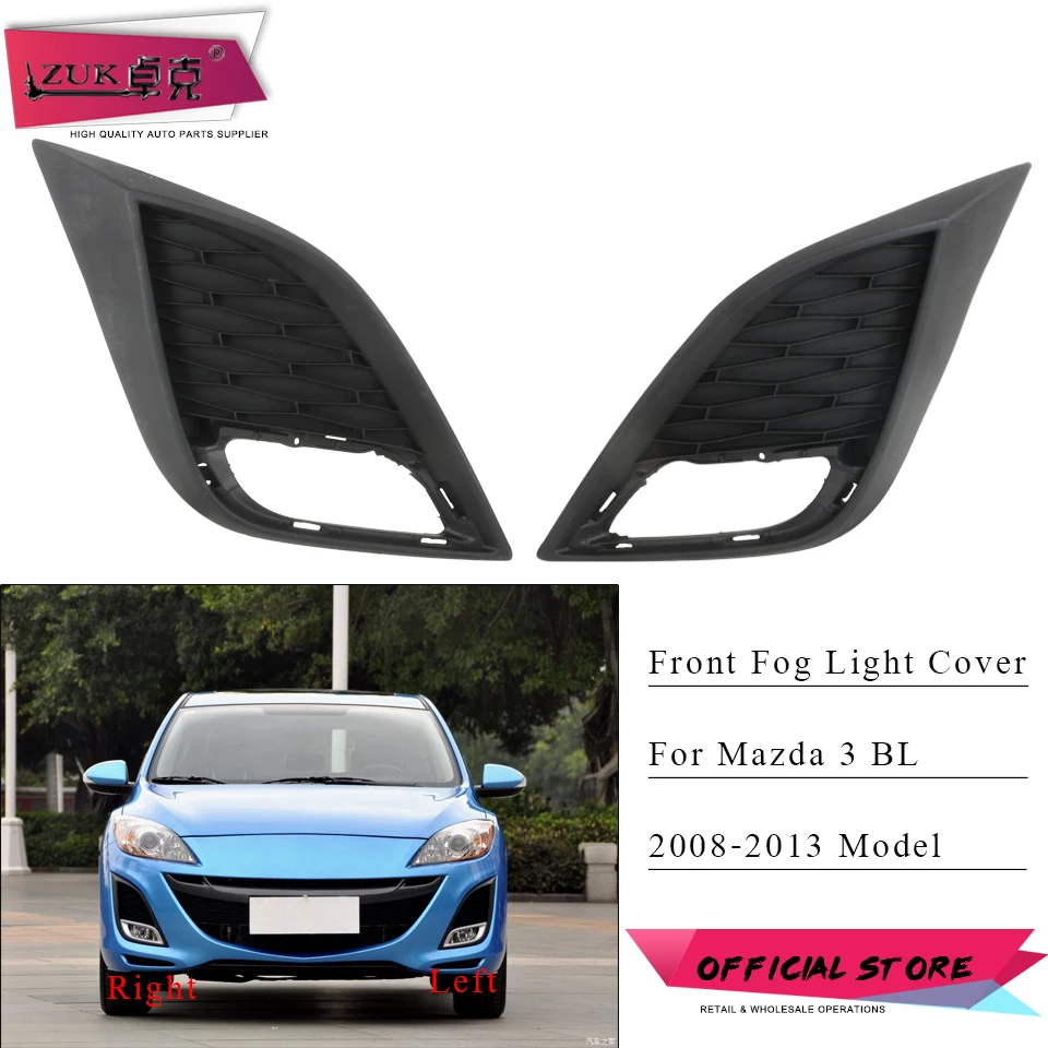 Bumper Fog Light Lamp & Cover Bezel For Mazda 3 2010 2011 Sedan 4/5 Door PAIR 