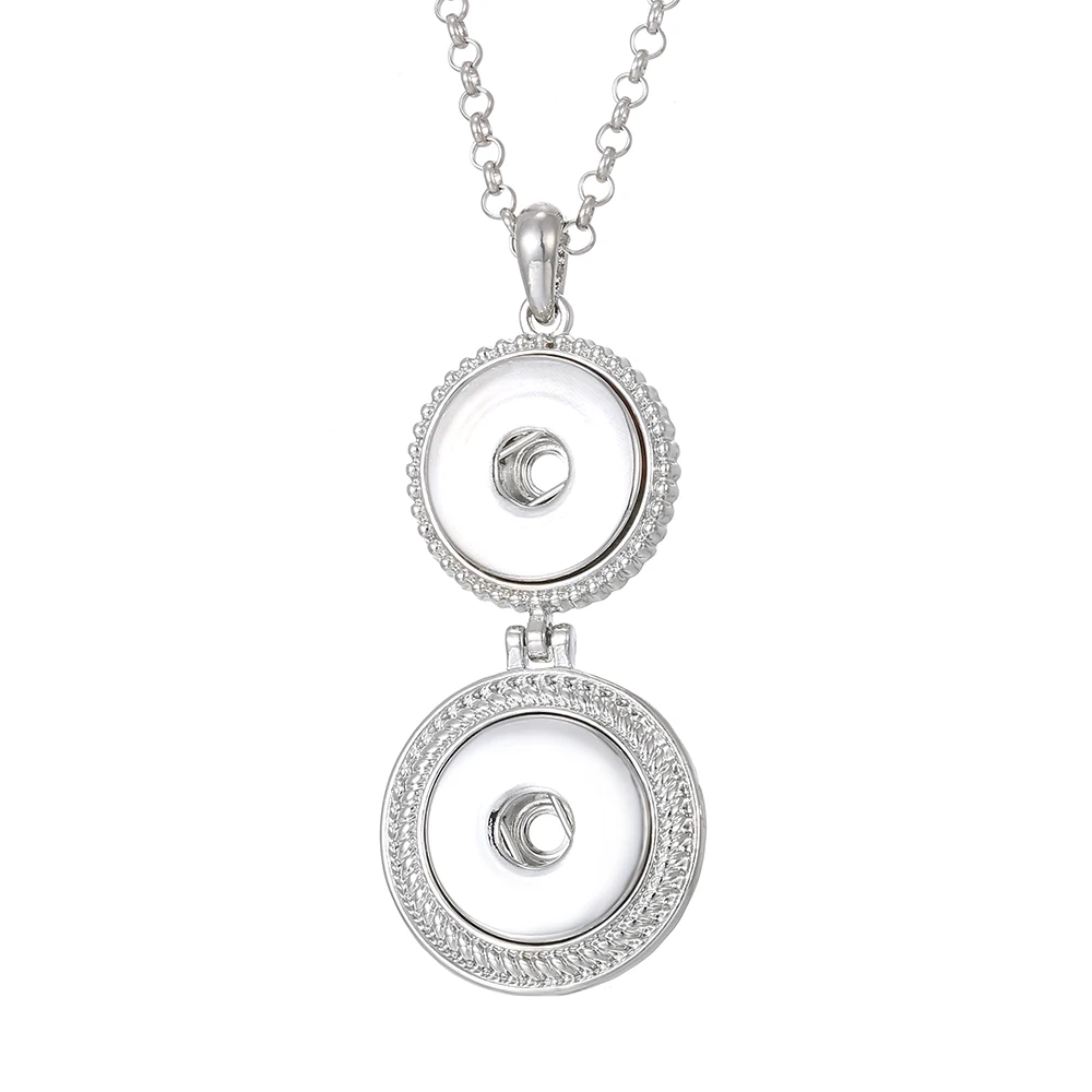 Новые оснастки ювелирные изделия ожерелье s серебро металл стразы ожерелье с кнопкой 18 мм оснастка кулон ожерелье для женщин пуговицы ювелирные изделия
