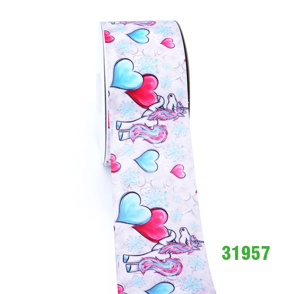 31957 50 ярдов в размер единорог лента напечатанная grosgrain лента 31929 - Цвет: 31957