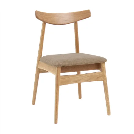 

Nordic Dining Chair Modern Simple Log Oak Back Desk Chair Home Restaurant Seating Fabric Wood Chair