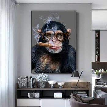 

Monkey Gorilla Smoking Poster Wall Art Pictures for Living Room Animal Prints Modern Canvas Painting Home Decoration