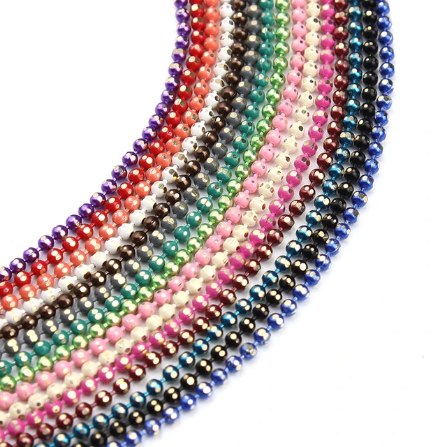 REGELIN 10m/Roll Dia 1.5mm Colorful Round Bead Ball Chains Bulk