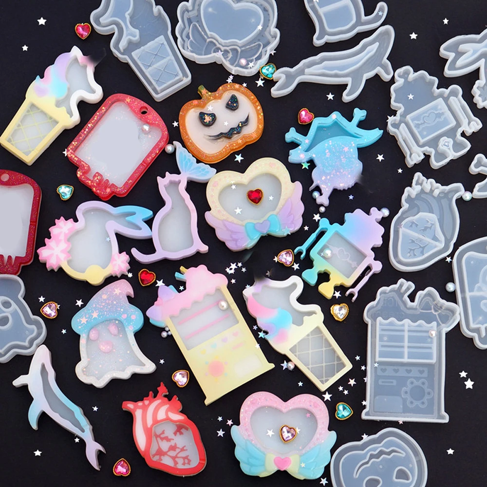 Crystal Key Chain UV Epoxy Jewelry Making Tools Resin Mold Silicone Mould