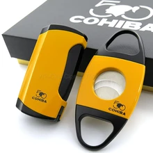 COHIBA 50th anniversary Ограниченная серия желтая и черная сигаретная зажигалка 2 фонарь струйная Зажигалка Набор инструментов для курения ветрозащитный