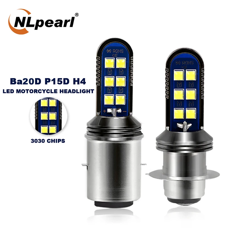 Светодиодные лампы для мотоциклетных фар NLpearl 1X H6 BA20D супер яркие светодиодные 3030