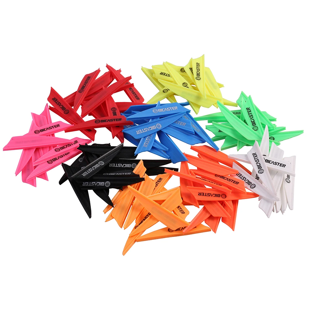 Bicaster 50pcs Archery Arrow Plastic Fletch 1.75" Vanes Flectchings 8 Colors for Choice 2