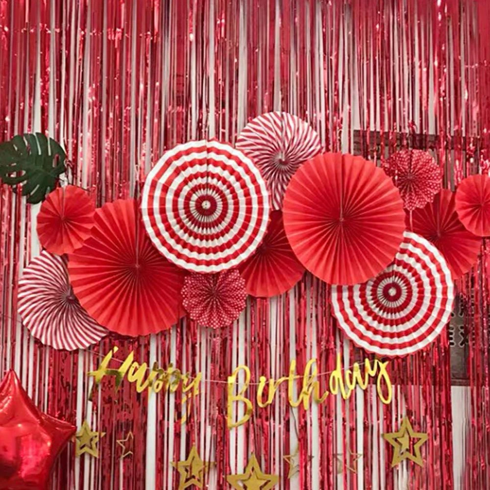 Metallic Foil Fringe Curtain Tinsel Birthday Party Decoratio Wedding Home Supply