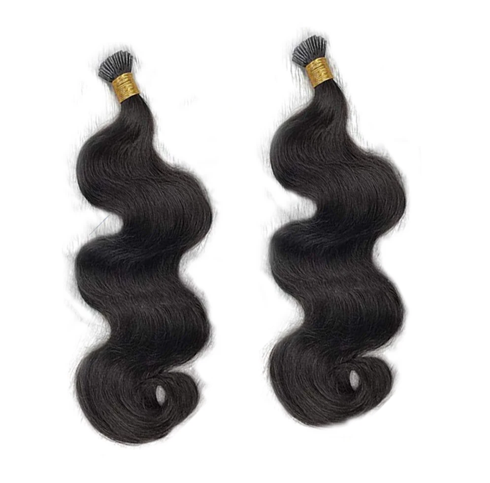 Hair Extensions Human Hair Body Wave I Tip Microlinks Brazilian Remy Bulk 100% Human Natural Black Color For Women